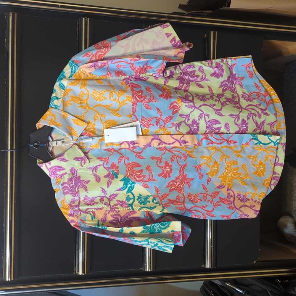 Derek Lam 10 Crosby Keaton Floral Printed Button Front Shirt Blouse Top 4